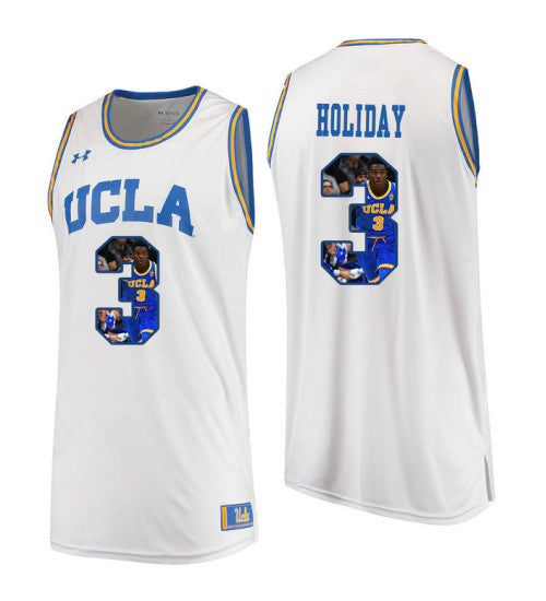 UCLA Bruins 3 Aaron Holiday College Basketball Jersey White retro stitched fan jersey RTJ1807 image 1
