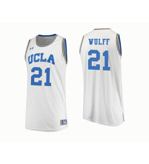 UCLA Bruins 21 Alec Wulff College Basketball Jersey White retro stitched fan jersey RTJ7589 image 1
