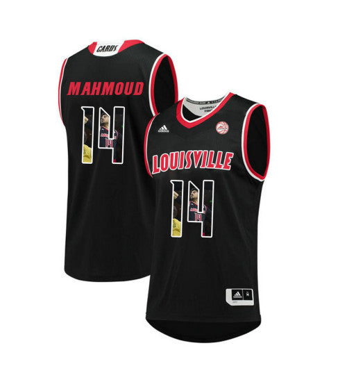 Louisville Cardinals 14 Anas Mahmoud College Basketball Jersey Black retro stitched fan jersey RTJ4398 image 1