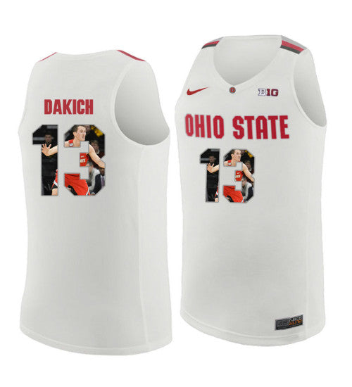 Ohio State Buckeyes 13 Andrew Dakich College Basketball Jersey White 9763 retro stitched fan jersey RTJ2886 image 1