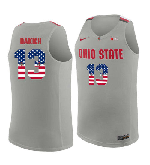 Ohio State Buckeyes 13 Andrew Dakich College Basketball Jersey Gray 9756 retro stitched fan jersey RTJ2893 image 1