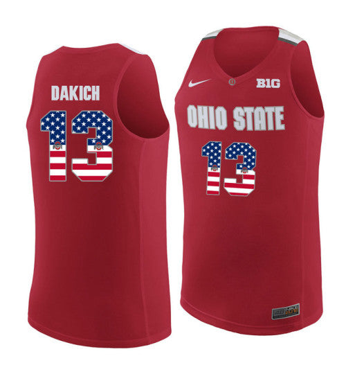 Ohio State Buckeyes 13 Andrew Dakich College Basketball Jersey Red 3967 retro stitched fan jersey RTJ8682 image 1