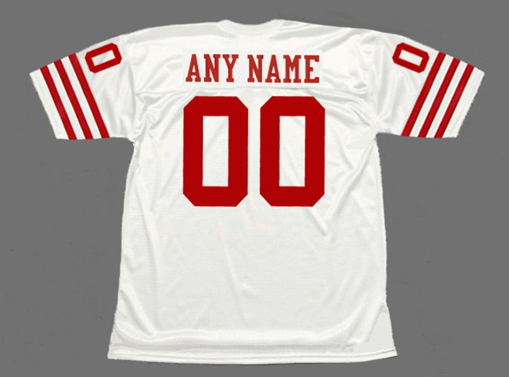 SF 49ers 1980's Throwback Away Custom Jersey Name Number, Retro Stitched Jersey