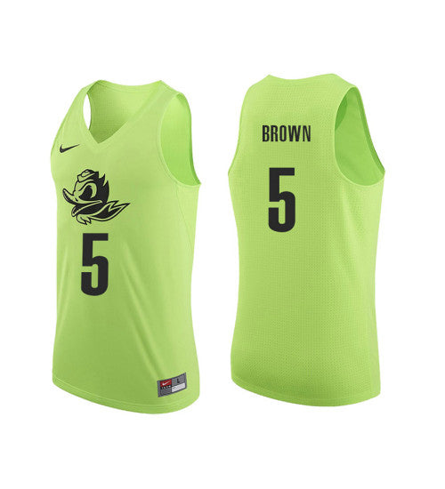 Oregon Ducks 5 Elijah Brown College Basketball Jersey Apple Green retro stitched fan jersey RTJ2585 image 1