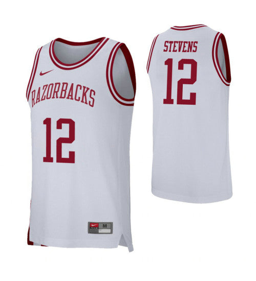 Arkansas Razorbacks 12 Ty Stevens White College Basketball Jersey retro stitched fan jersey RTJ6369 image 1
