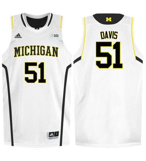 Michigan Wolverines 51 Austin Davis College Basketball Jersey White 9080 retro stitched fan jersey RTJ3569 image 1
