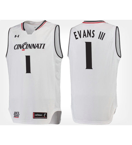 Cincinnati Bearcats 1 Jacob Evans Iii White Road College Basketball Jersey retro stitched fan jersey RTJ6033 image 1