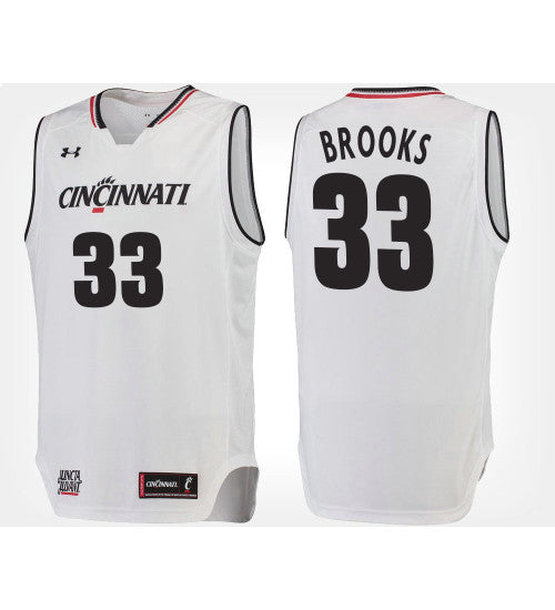 Cincinnati Bearcats 33 Nysier Brooks White Road College Basketball Jersey retro stitched fan jersey RTJ11896 image 1