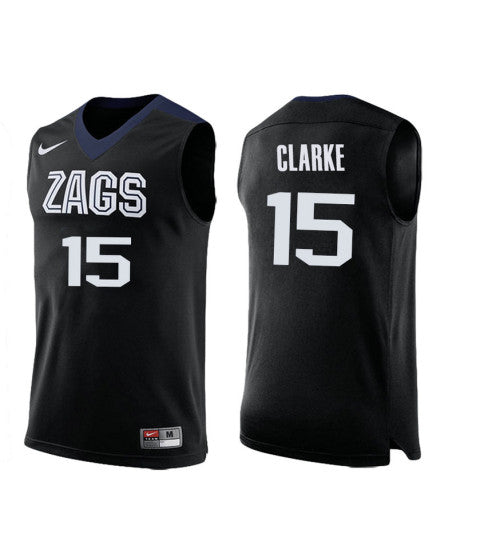Gonzaga Bulldogs 15 On Clarke College Basketball Jersey Black 7386 retro stitched fan jersey RTJ5263 image 1