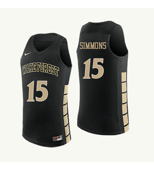 Wake Forest Demon Deacons 15 Kortni Simmons College Basketball Jersey Black retro stitched fan jersey RTJ7060 image 1