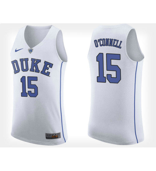 Duke Blue Devils 15 Alex Oconnell White Road College Basketball Jersey retro stitched fan jersey RTJ11566 image 1