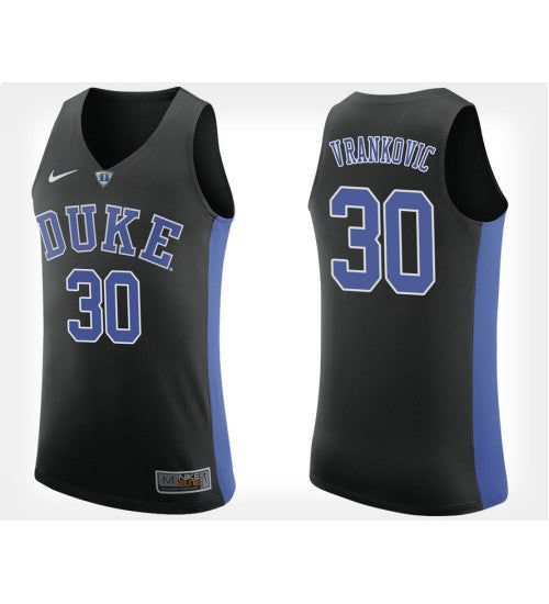 Duke Blue Devils 30 Antonio Vrankovic Black Alternate College Basketball Jersey retro stitched fan jersey RTJ5633