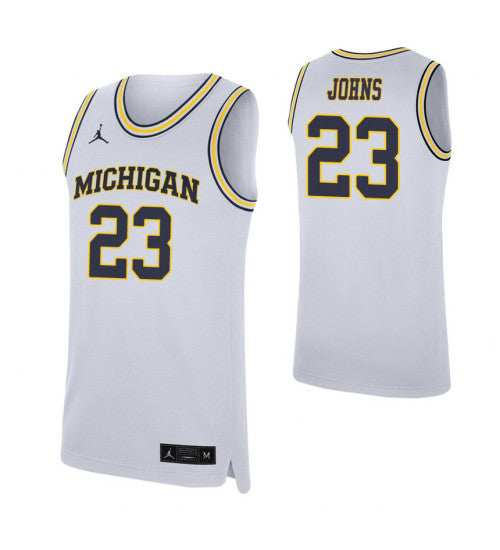 Michigan Wolverines 23 On Johns Jr White College Basketball Jersey retro stitched fan jersey RTJ9466 image 1