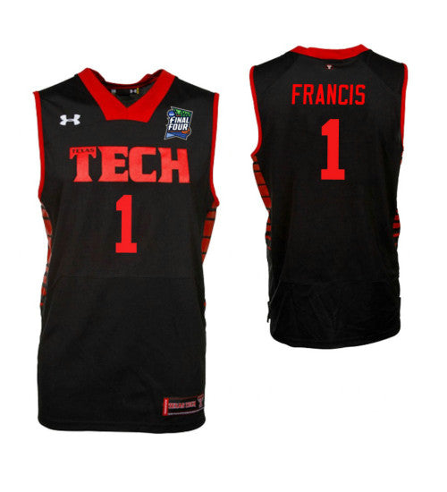 Texas Tech Red Raiders 1 One Francis Black College Basketball Jersey retro stitched fan jersey RTJ1948 image 1