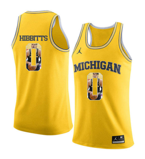 Michigan Wolverines 0 Brent Hibbitts College Basketball Jersey Yellow 8885 retro stitched fan jersey RTJ3764 image 1