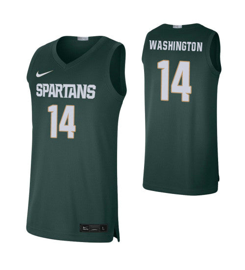 Michigan State Spartans 14 Brock Washington Green College Basketball Jersey retro stitched fan jersey RTJ3924 image 1