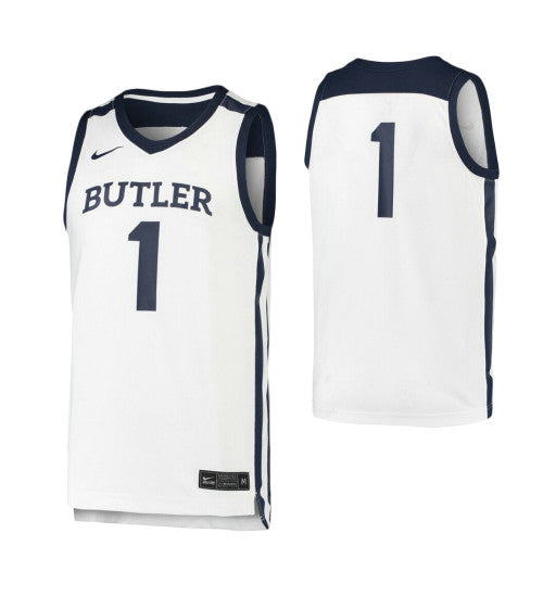 Butler Bulldogs 1 College Basketball Jersey White retro stitched fan jersey RTJ6219 image 1