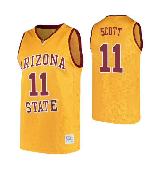 Arizona State Sun Devils 11 Byron Scott Alumni College Basketball Jersey Gold retro stitched fan jersey RTJ12478 image