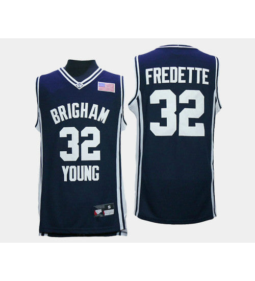 BYU Cougars 32 Jimmer Fredette Navy Road College Basketball Jersey retro stitched fan jersey RTJ6162 image 1