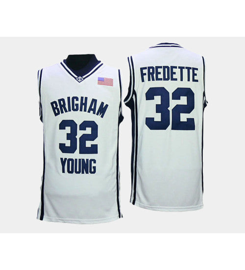 BYU Cougars 32 Jimmer Fredette White Home College Basketball Jersey retro stitched fan jersey RTJ12060 image 1