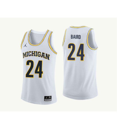Michigan Wolverines 24 Cj Baird College Basketball Jersey White 3199 retro stitched fan jersey RTJ9450 image 1