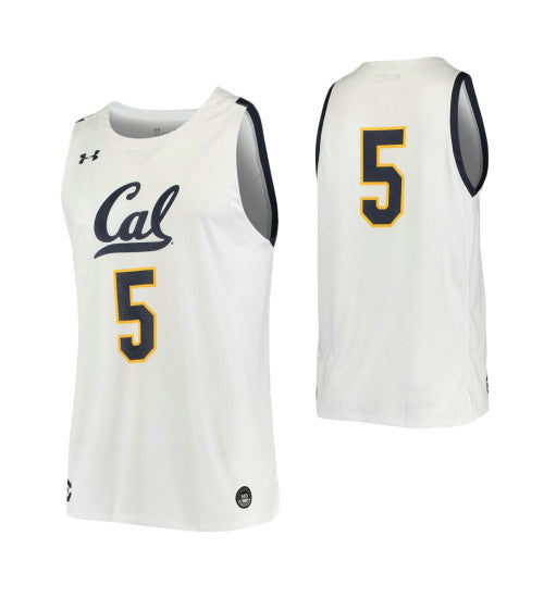 Cal Bears 5 College Basketball Jersey White retro stitched fan jersey RTJ6156 image 1