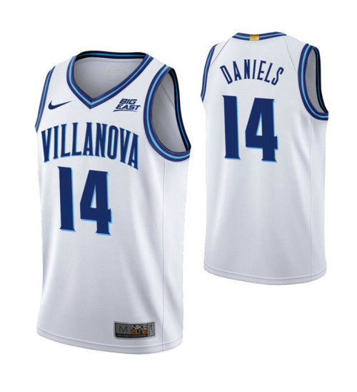 Villanova Wildcats 14 Caleb Daniels White College Basketball Jersey retro stitched fan jersey RTJ1486 image 1