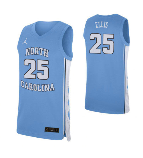 North Carolina Tar Heels 25 Caleb Ellis Carolina Blue College Basketball Jersey retro stitched fan jersey RTJ8961