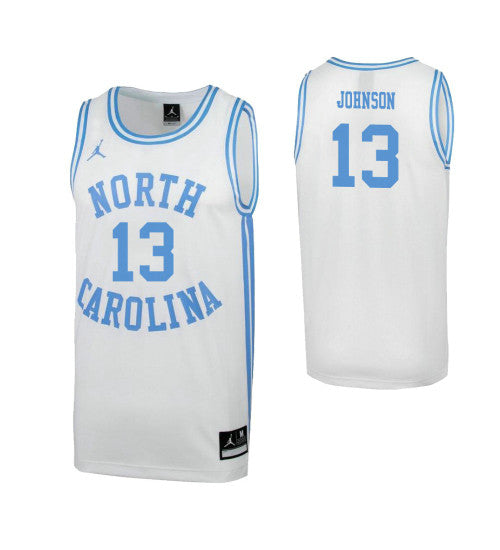 North Carolina Tar Heels 13 Cameron Johnson White College Basketball Jersey retro stitched fan jersey RTJ9030 image 1