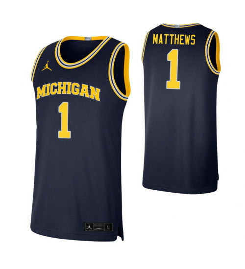 Michigan Wolverines 1 Charles Matthews Navy College Basketball Jersey 8906 retro stitched fan jersey RTJ3743 image 1