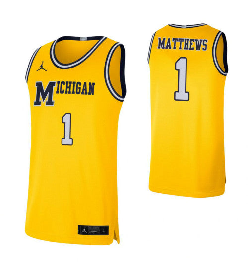 Michigan Wolverines 1 Charles Matthews Retro Limited College Basketball Jersey Maize retro stitched fan jersey RTJ9360