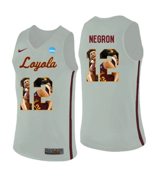 Loyola Chi Ramblers 12 Christian Negron College Basketball Jersey White retro stitched fan jersey RTJ4313 image 1