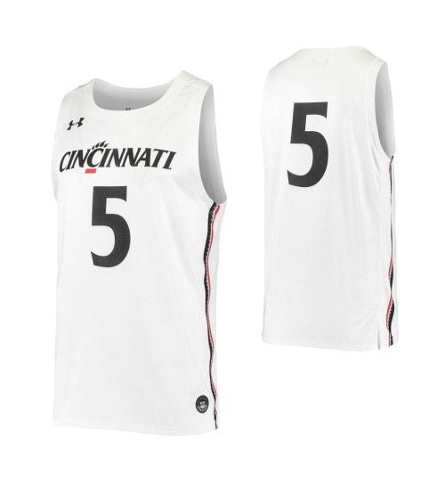 Cincinnati Bearcats 5 College Basketball Jersey White retro stitched fan jersey RTJ5987 image 1