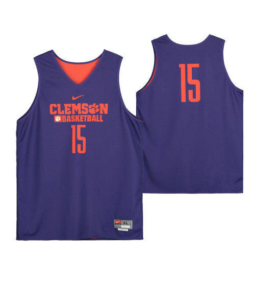 Clemson Tigers Purple Team Issued 15 College Basketball Jersey From The Basketball Program retro stitched fan jersey
