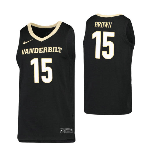 Vanderbilt Commodores 15 Clevon Brown Black College Basketball Jersey retro stitched fan jersey RTJ1546 image 1