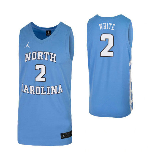North Carolina Tar Heels 2 Coby White Carolina Blue College Basketball Jersey 9455 retro stitched fan jersey RTJ3194