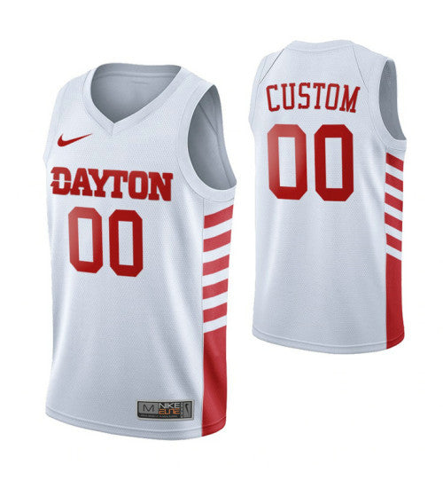 Dayton Flyers 00 Custom College Basketball Jersey White retro stitched fan jersey RTJ11684 image 1