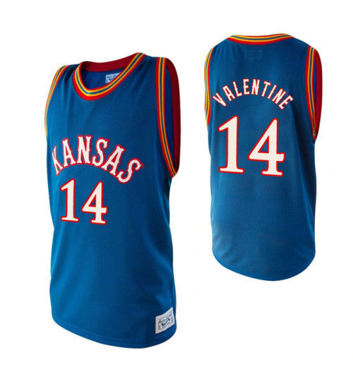 Kansas Jayhawks 14 Darnell Valentine Alumni College Basketball Jersey Royal retro stitched fan jersey RTJ10516 image 1