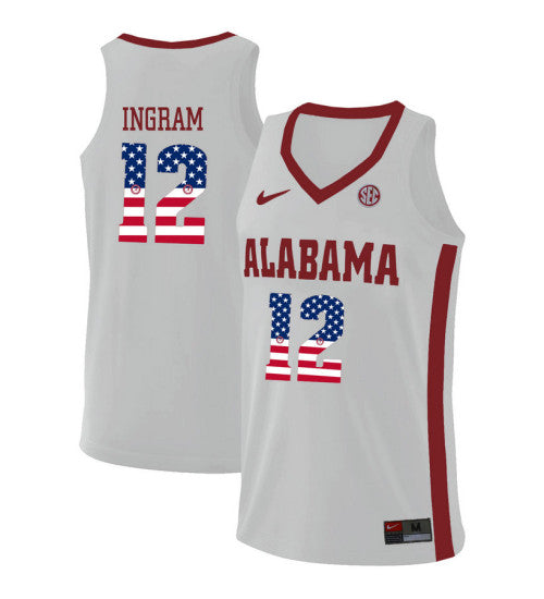 Alabama Crimson Tide 12 Dazon Ingram College Basketball Jersey White 17 retro stitched fan jersey RTJ12632 image 1