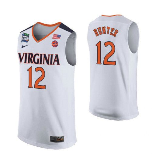 Virginia Cavaliers 12 Deandre Hunter White College Basketball Jersey 11270 retro stitched fan jersey RTJ1379 image 1