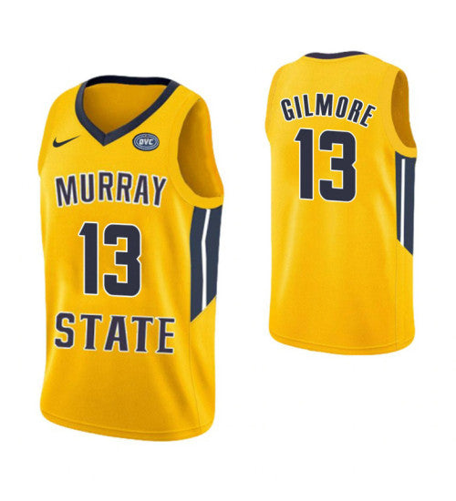 Murray State Racers 13 Devin Gilmore College Basketball Jersey Yellow retro stitched fan jersey RTJ9204 image 1