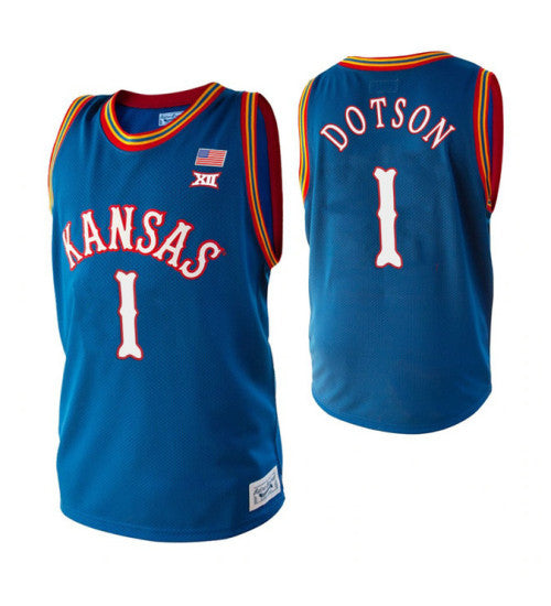 Kansas Jayhawks 1 Devon Dotson College Basketball Jersey Royal 2125 retro stitched fan jersey RTJ10524 image 1