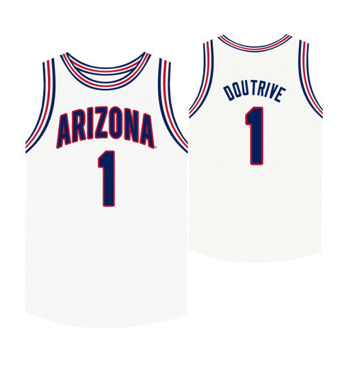 Arizona Wildcats 1 Devonaire Doutrive White College Basketball Jersey retro stitched fan jersey RTJ12449 image 1