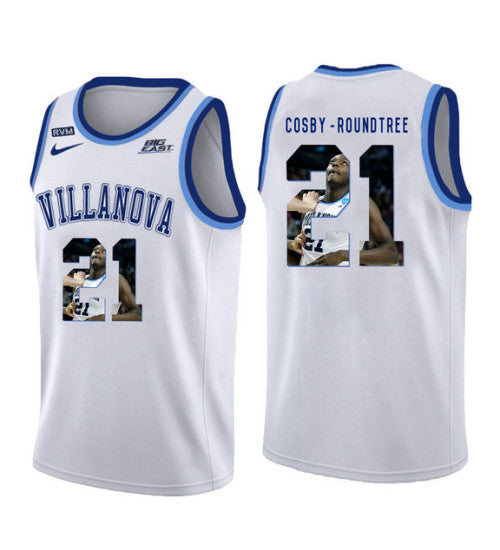 Villanova Wildcats 21 Dhamir Cosby Roundtree College Basketball Jersey White 11183 retro stitched fan jersey RTJ1466
