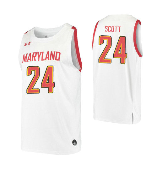 Maryland Terrapins 24 Donta Scott White College Basketball Jersey retro stitched fan jersey RTJ9959 image 1