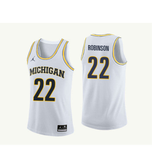 Michigan Wolverines 22 Duncan Robinson College Basketball Jersey White 8990 retro stitched fan jersey RTJ3659 image 1
