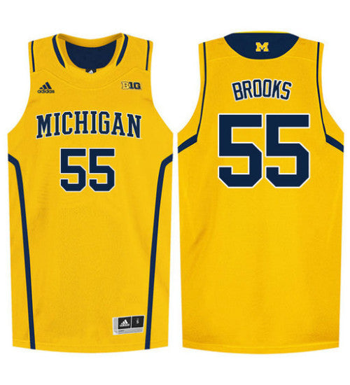 Michigan Wolverines 55 Eli Brooks College Basketball Jersey Gold retro stitched fan jersey RTJ3560 image 1