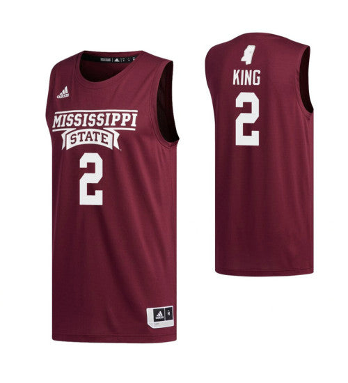 Mississippi State Bulldogs 2 Elias King College Basketball Jersey Maroon retro stitched fan jersey RTJ3448 image 1