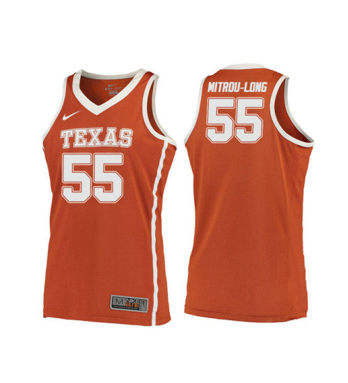 Texas Longhorns 55 Elijah Mitrou Long College Basketball Jersey Orange retro stitched fan jersey RTJ1957 image 1
