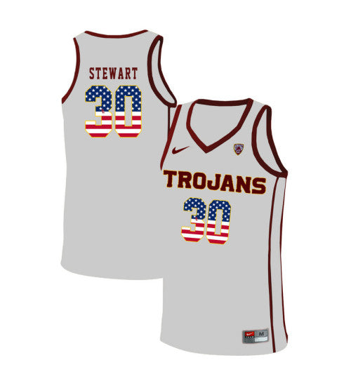 USC Trojans 30 Elijah Stewart College Basketball Jersey White 10997 retro stitched fan jersey RTJ1652 image 1